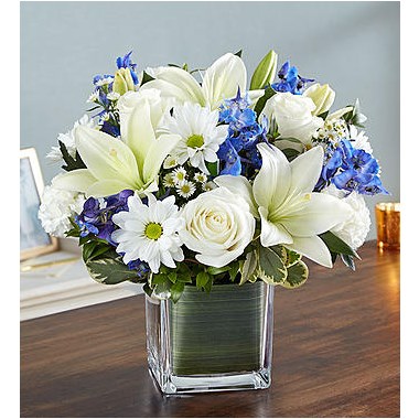 healing-tears-blue-and-white-flower-arrangement-funeral-gifts